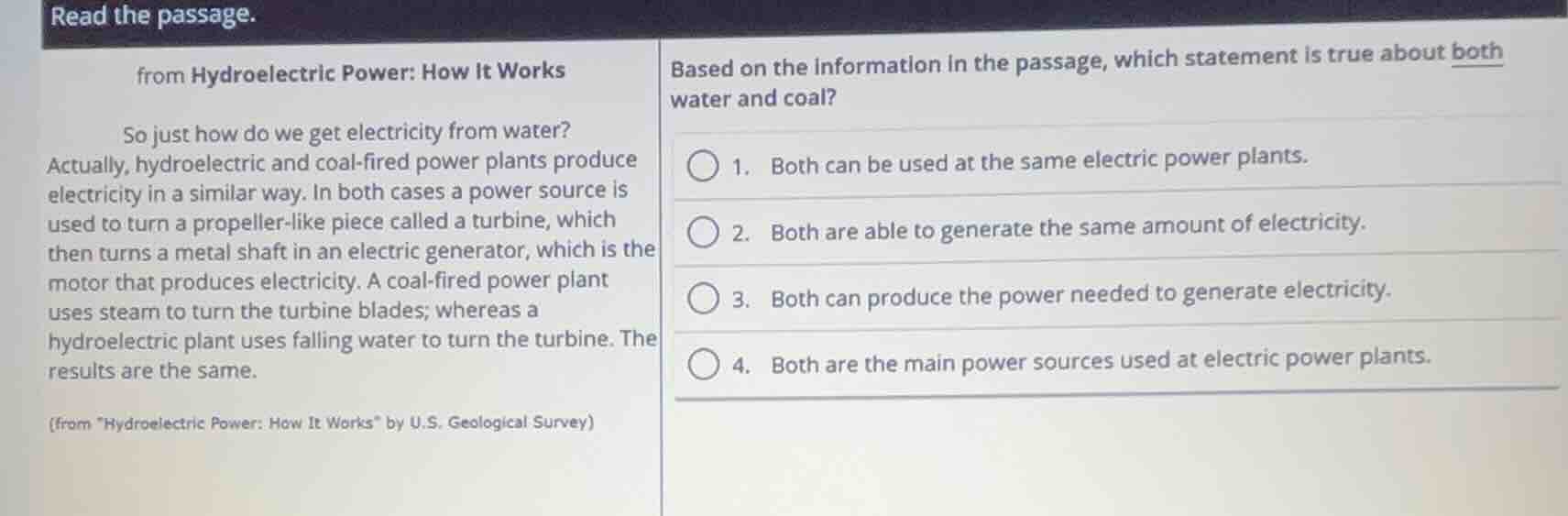 read the passage. from hydroelectric power: how it works so just how do…
