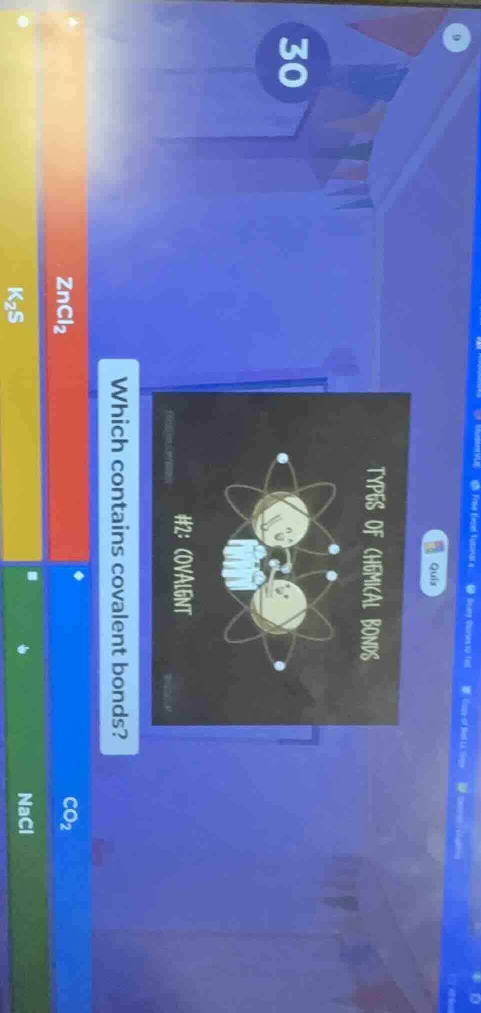 30 which contains covalent bonds? zncl₂ k₂s co₂ nacl types of chemical …