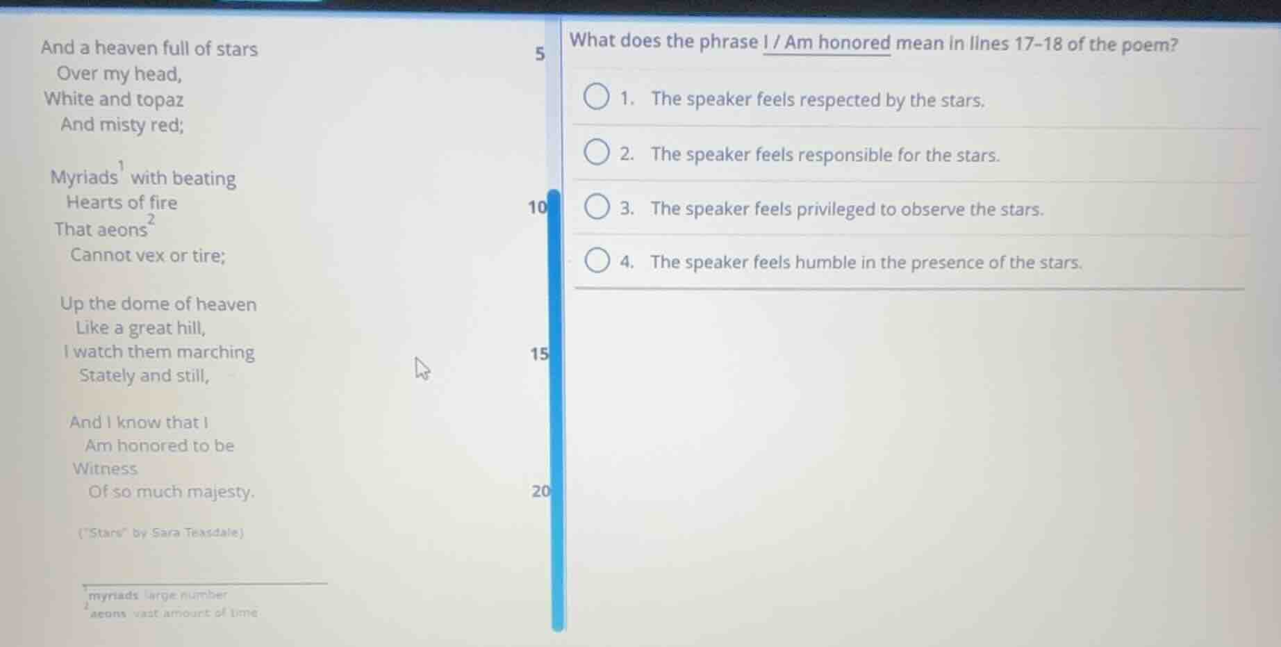 and a heaven full of stars over my head, white and topaz and misty red;…