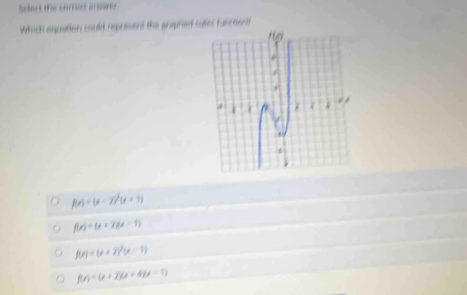 select the correct answer:which equation could represent this graphed c…