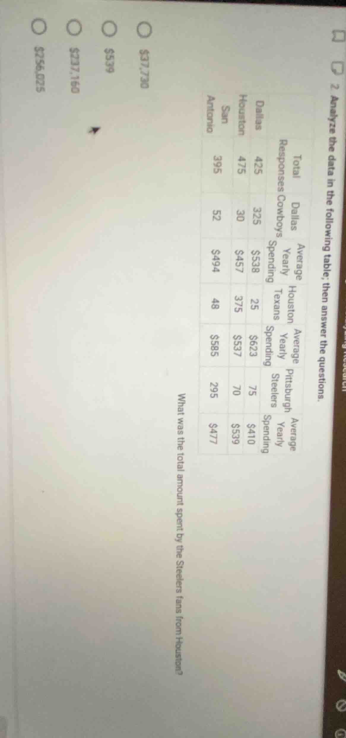 2. analyze the data in the following table; then answer the questions.|…
