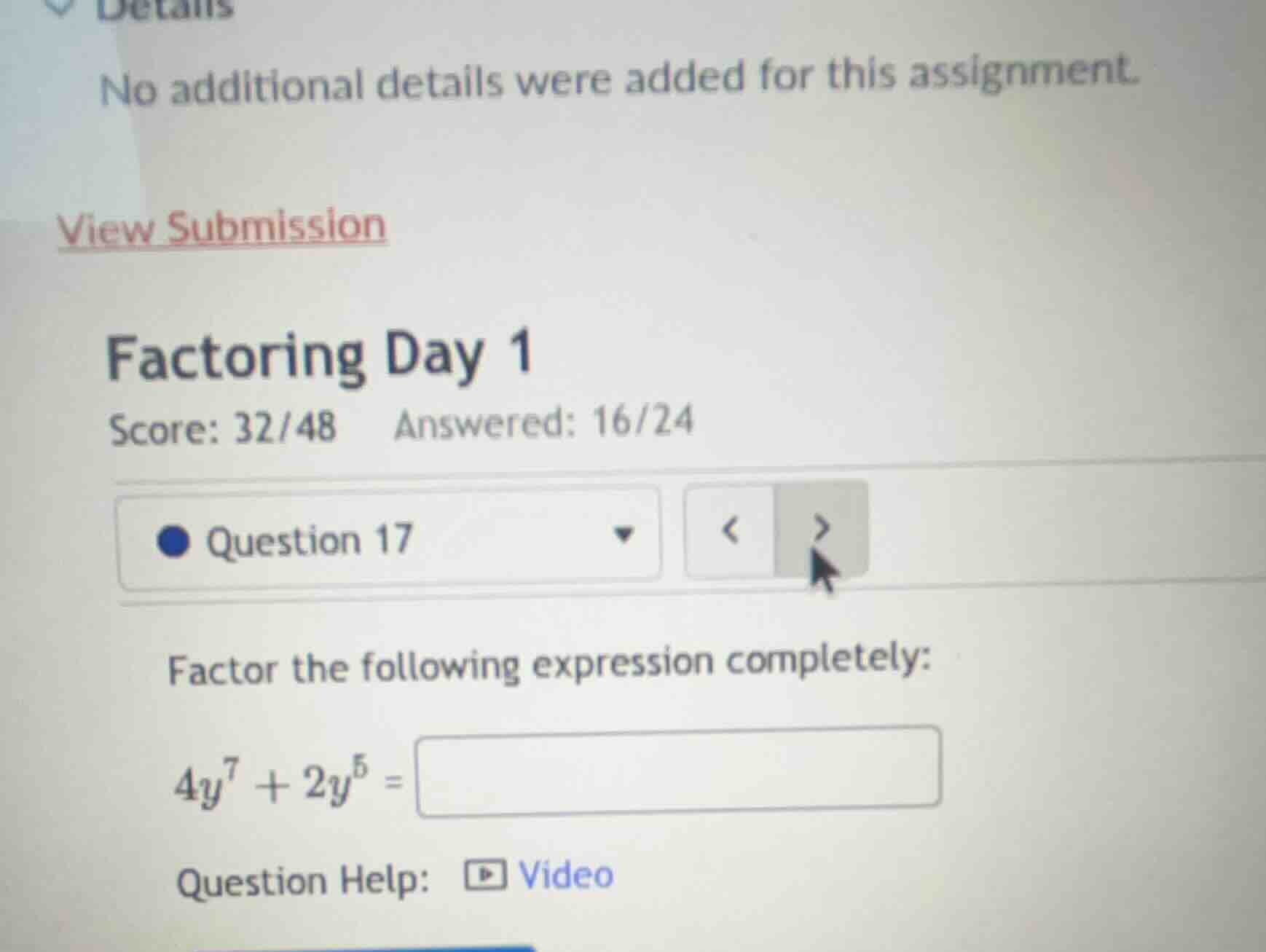 no additional details were added for this assignment. view submission f…