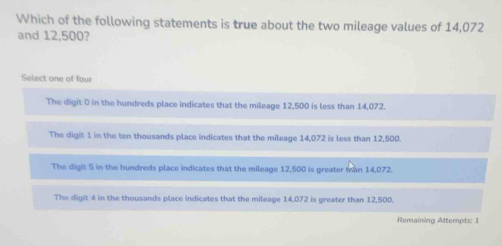 which of the following statements is true about the two mileage values …