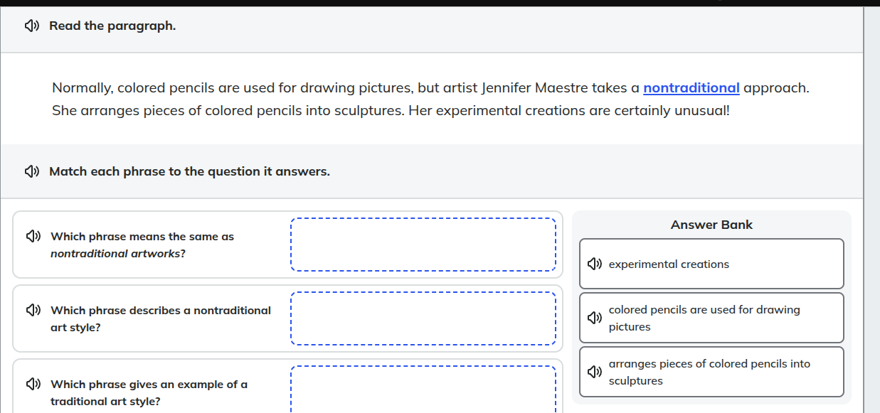 read the paragraph. normally, colored pencils are used for drawing pict…