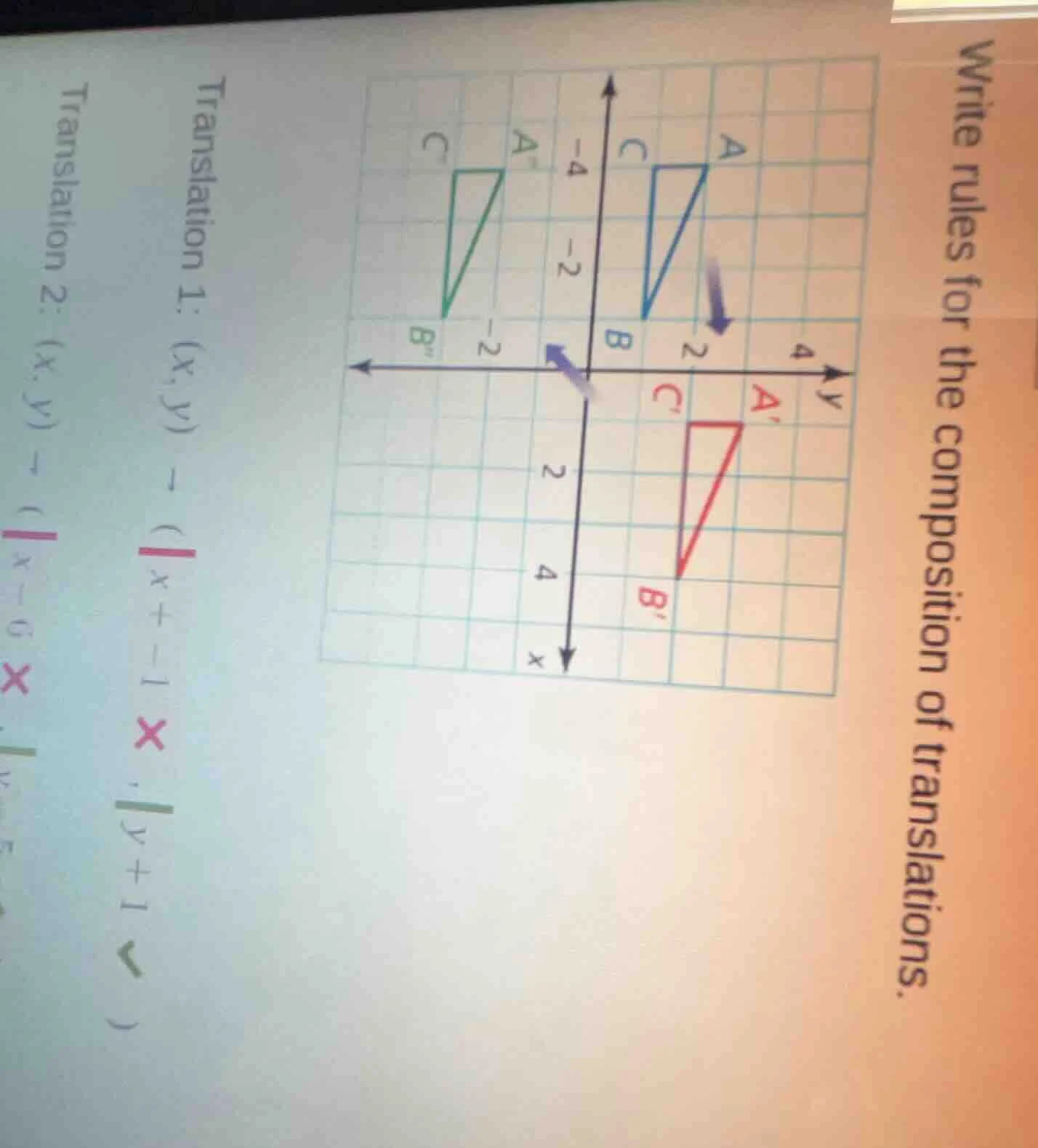 write rules for the composition of translations. translation 1: $(x, y)…