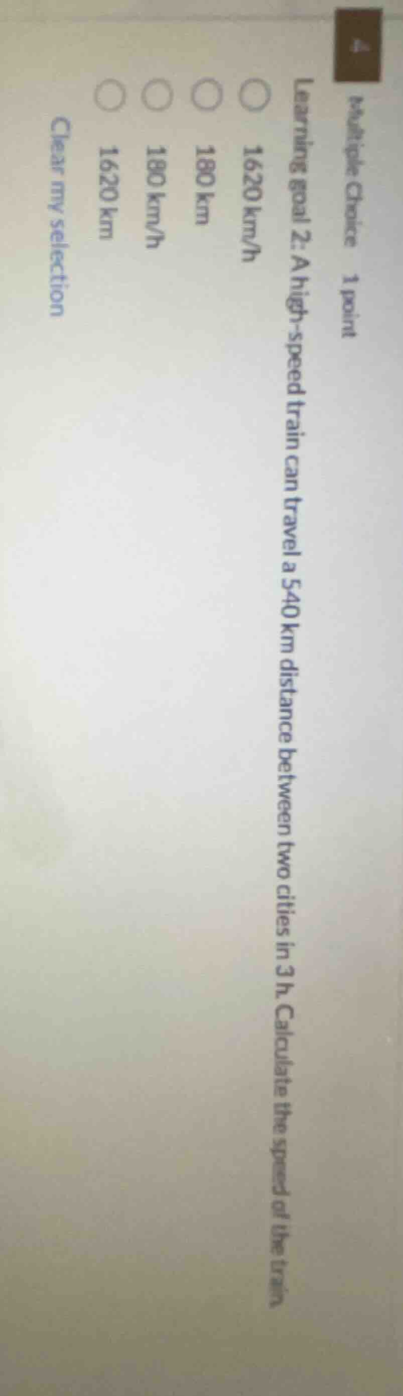 multiple choice 1 point learning goal 2: a high-speed train can travel …