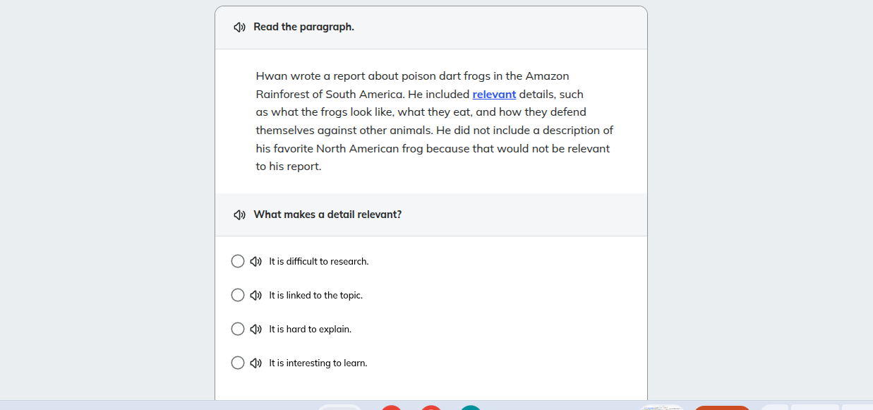 read the paragraph. hwan wrote a report about poison dart frogs in the …