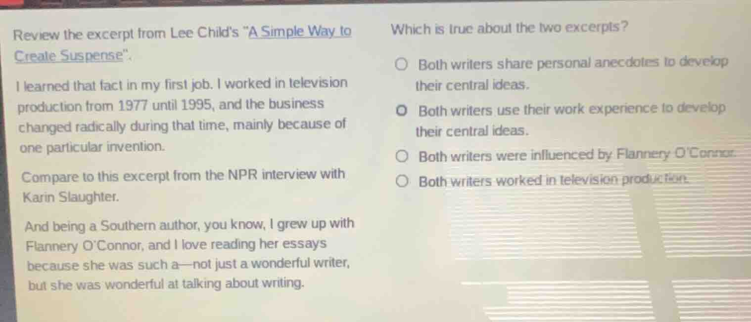 review the excerpt from lee childs \a simple way to create suspense\. i…