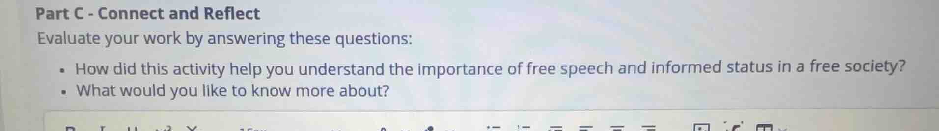 part c - connect and reflect evaluate your work by answering these ques…
