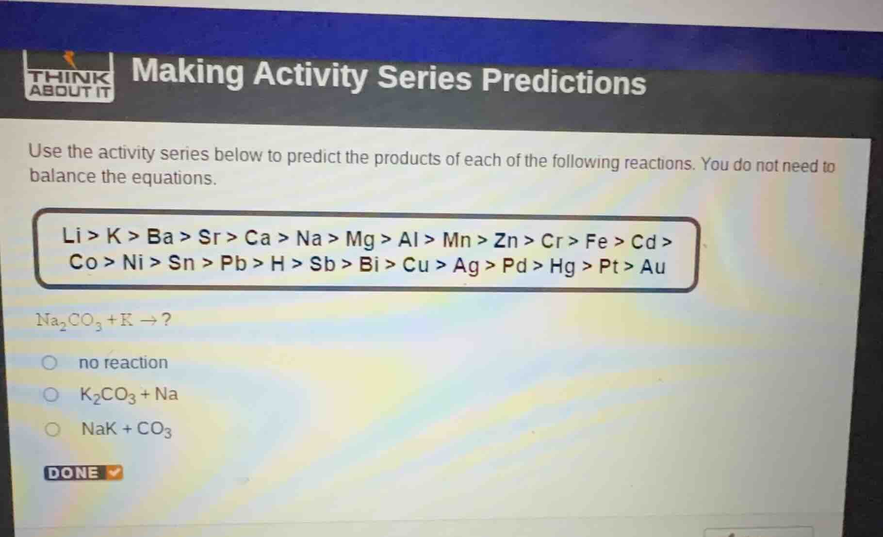 making activity series predictions use the activity series below to pre…