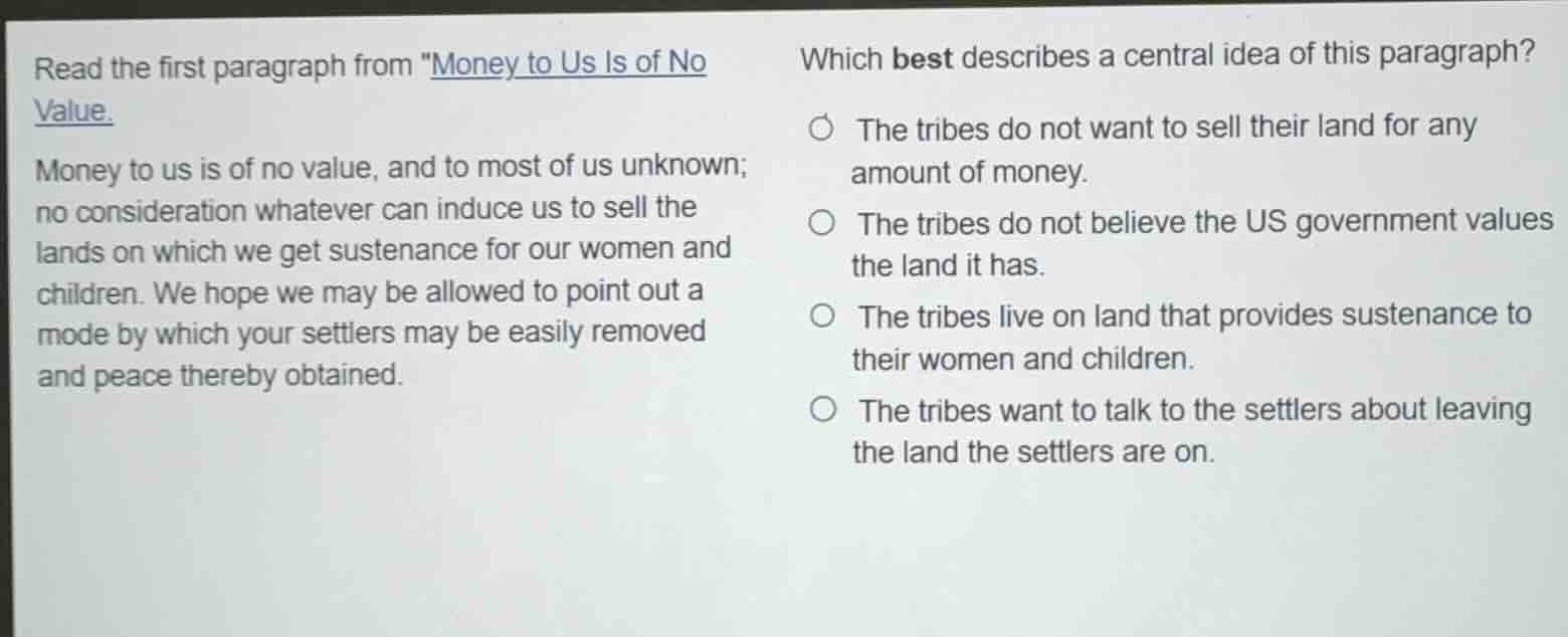 read the first paragraph from \money to us is of no value. money to us …