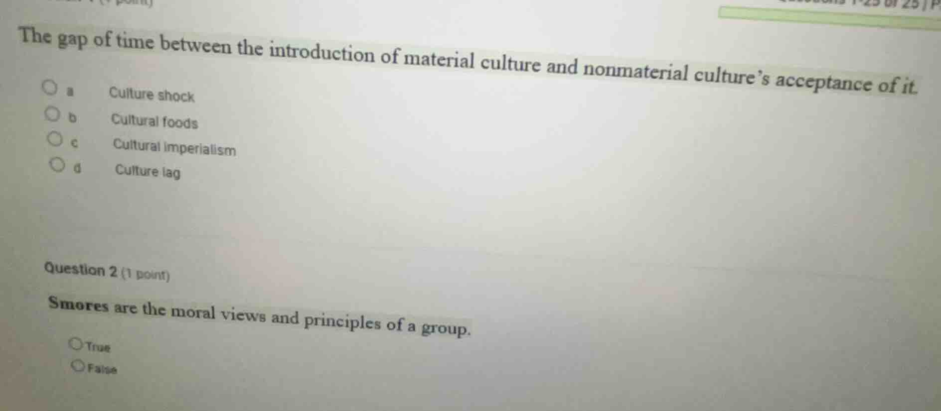 the gap of time between the introduction of material culture and nonmat…
