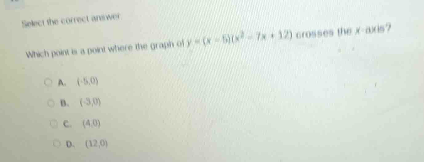 select the correct answer. which point is a point where the graph of $y…