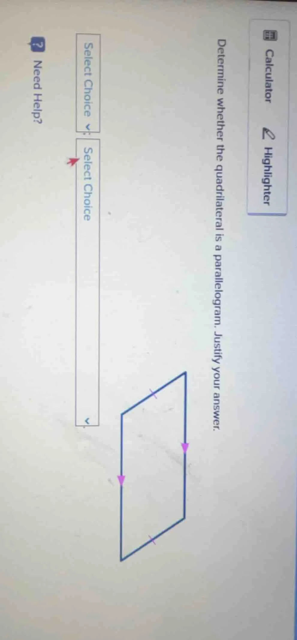 determine whether the quadrilateral is a parallelogram. justify your an…