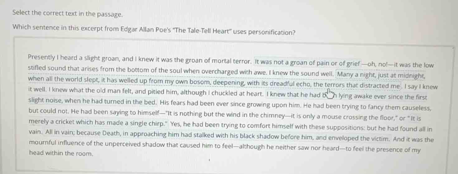 select the correct text in the passage. which sentence in this excerpt …