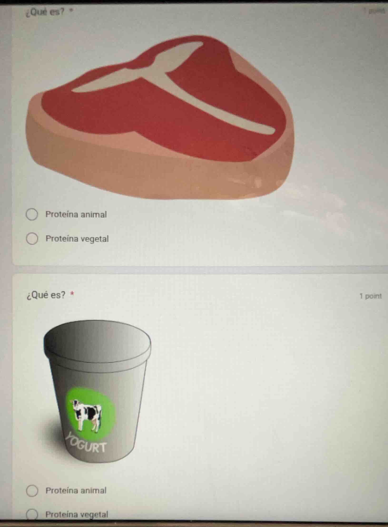 ¿qué es? *proteína animalproteína vegetal¿qué es? *1 pointproteína anim…