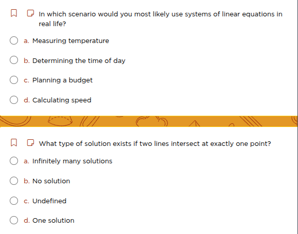 1. in which scenario would you most likely use systems of linear equati…