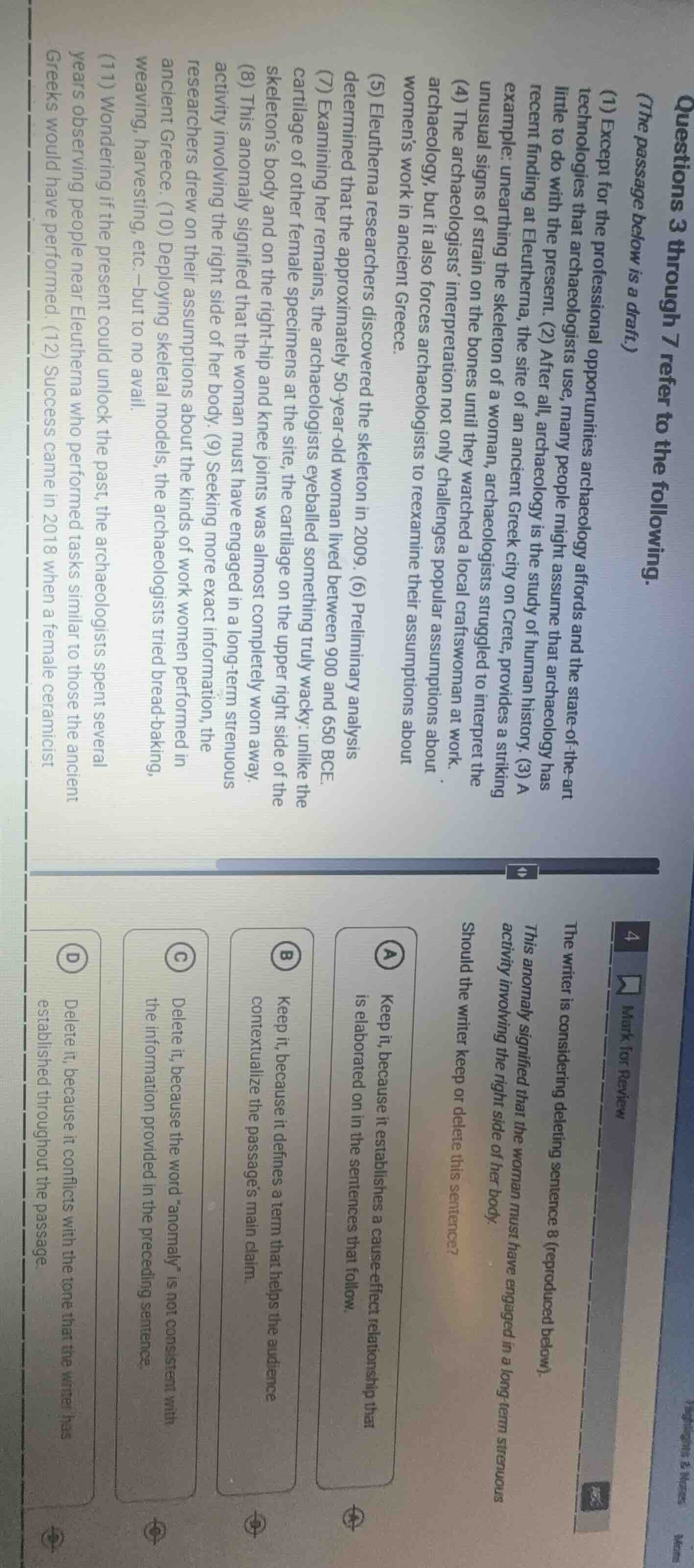 questions 3 through 7 refer to the following.(the passage below is a dr…