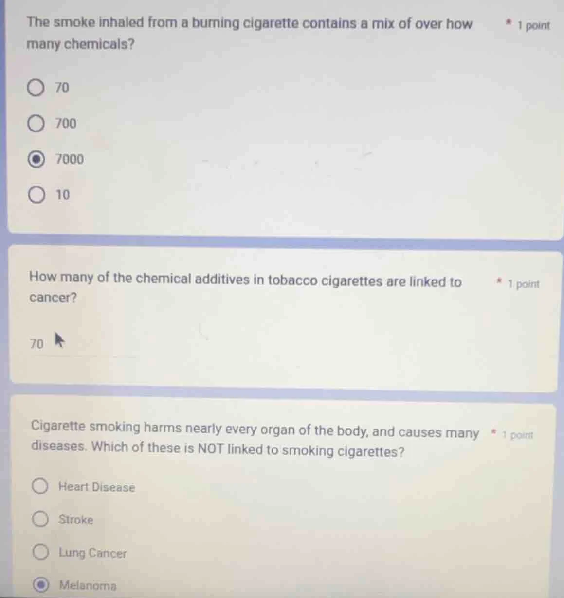 1 pointthe smoke inhaled from a burning cigarette contains a mix of ove…