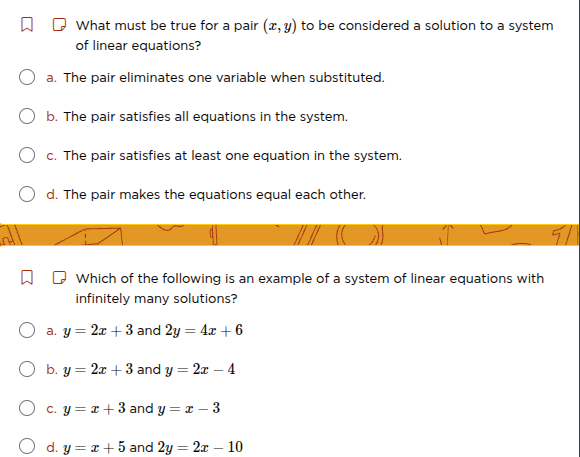 1. what must be true for a pair $(x, y)$ to be considered a solution to…