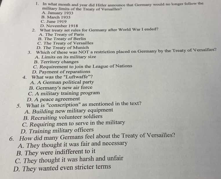 1. in what month and year did hitler announce that germany would no lon…