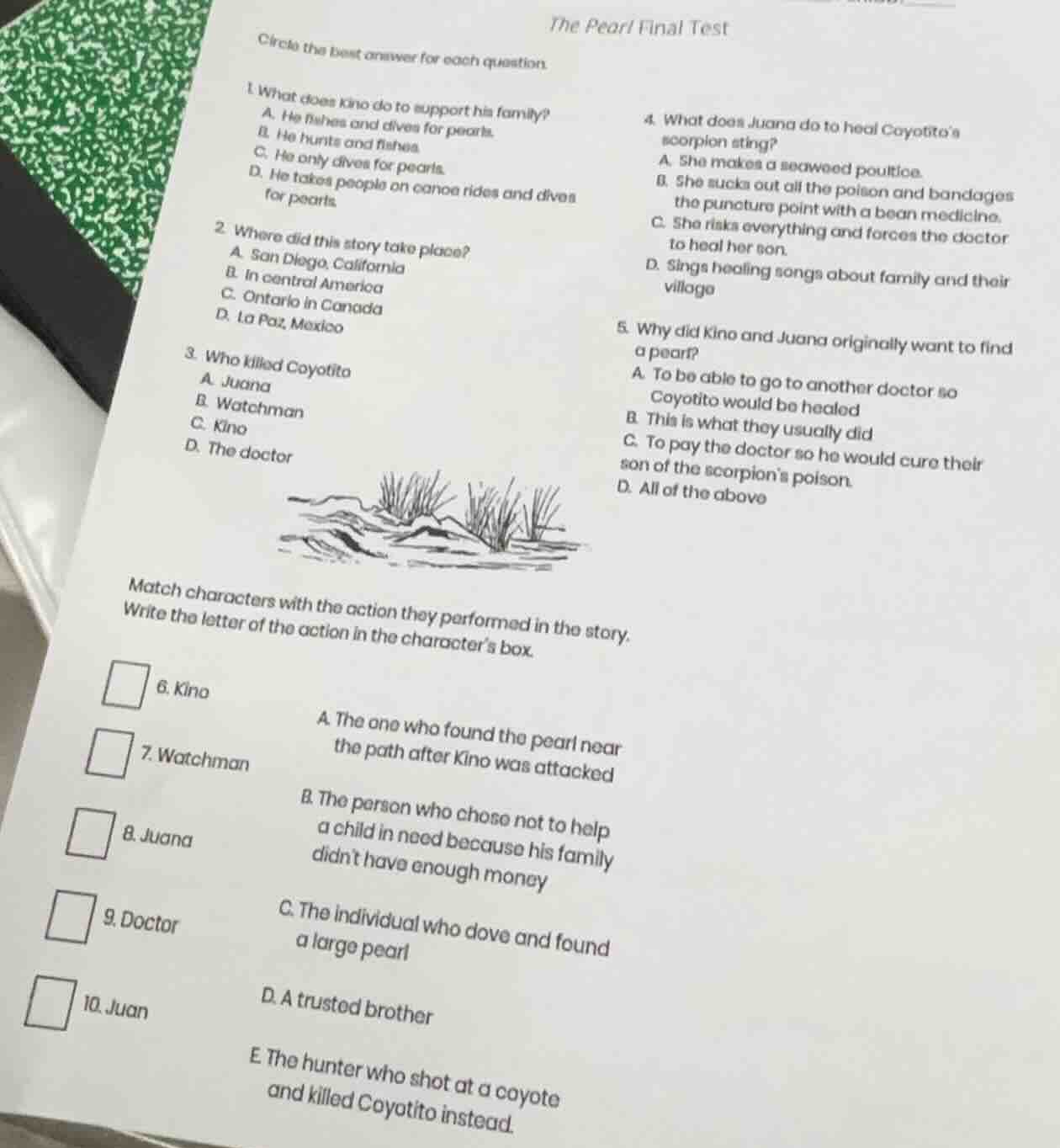 the pearl final test circle the best answer for each question. 1. what …