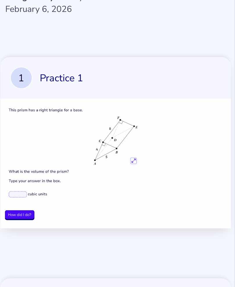 february 6, 2026 1 practice 1 this prism has a right triangle for a bas…