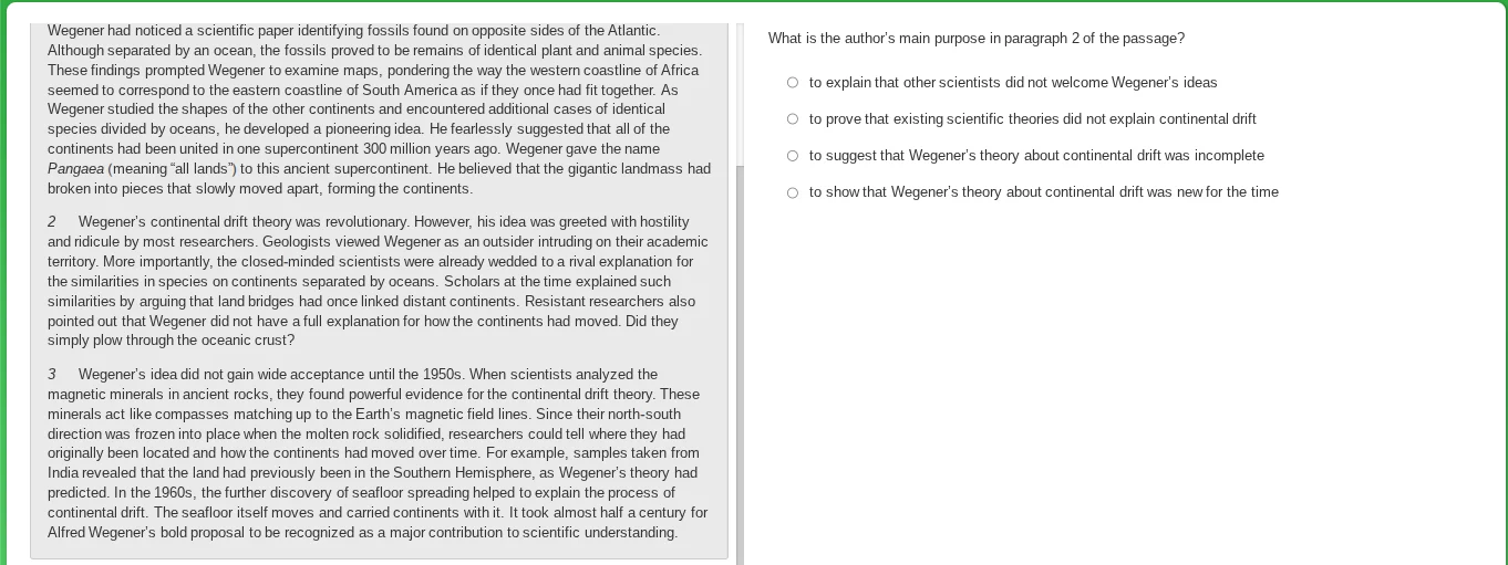 wegener had noticed a scientific paper identifying fossils found on opp…