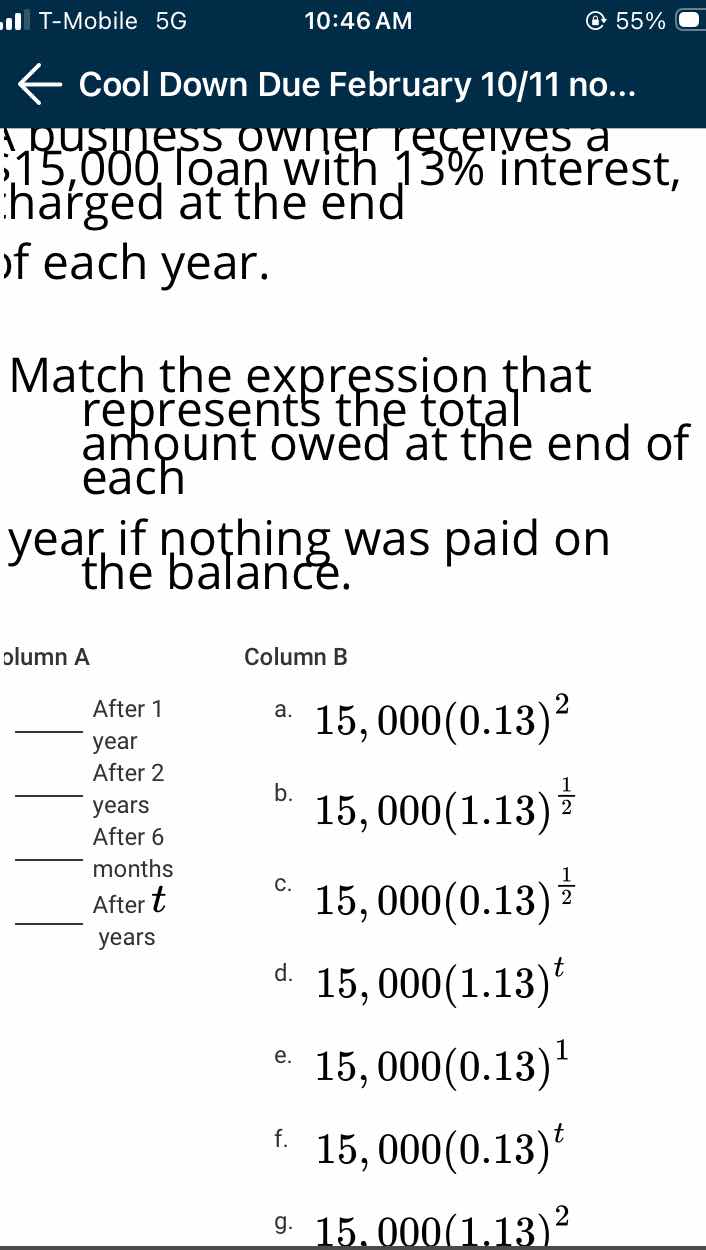 a business owner receives a $15,000 loan with 13% interest, charged at …