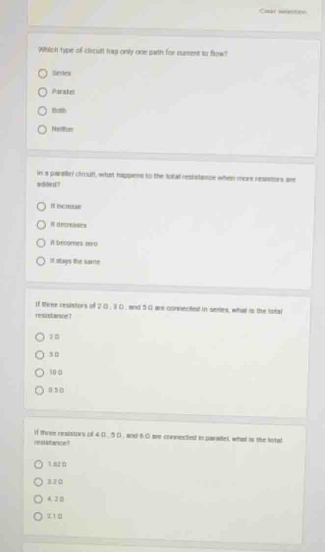 class selection 1. which type of circuit has only one path for current …