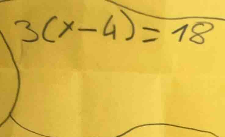 $3(x-4)=18$