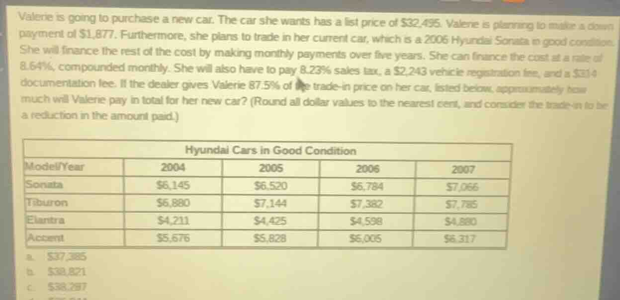 valerie is going to purchase a new car. the car she wants has a list pr…