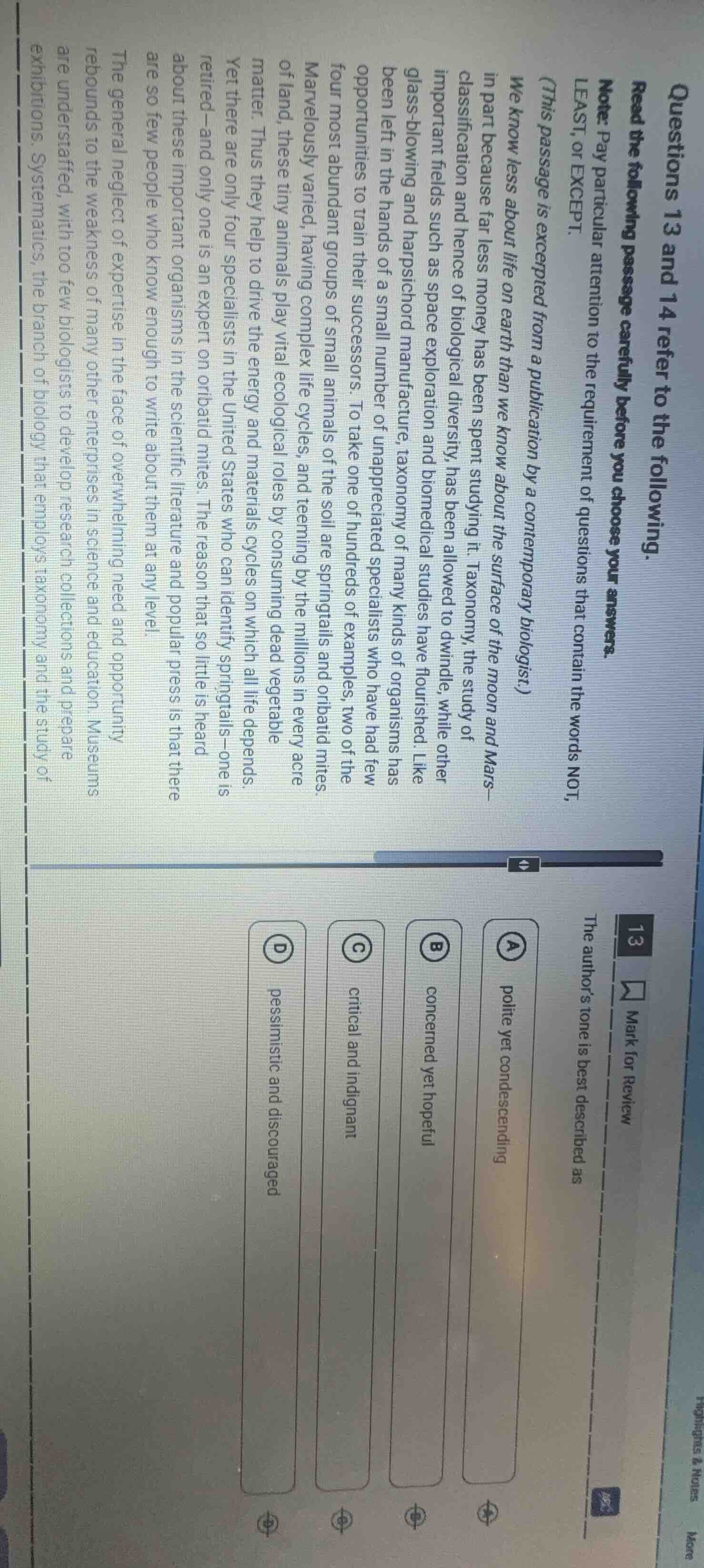 questions 13 and 14 refer to the following. read the following passage …