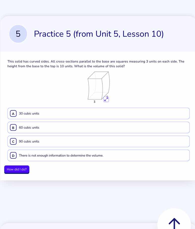 5 practice 5 (from unit 5, lesson 10) this solid has curved sides. all …