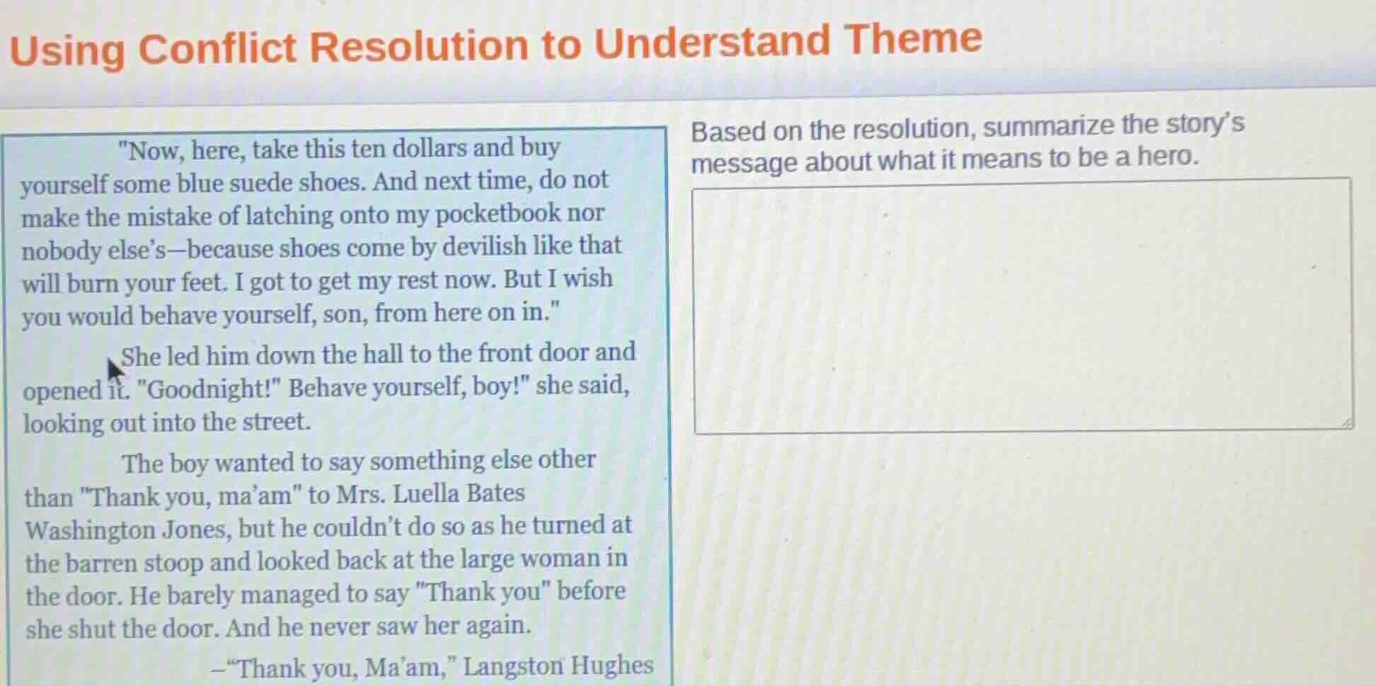 using conflict resolution to understand theme ow, here, take this ten d…