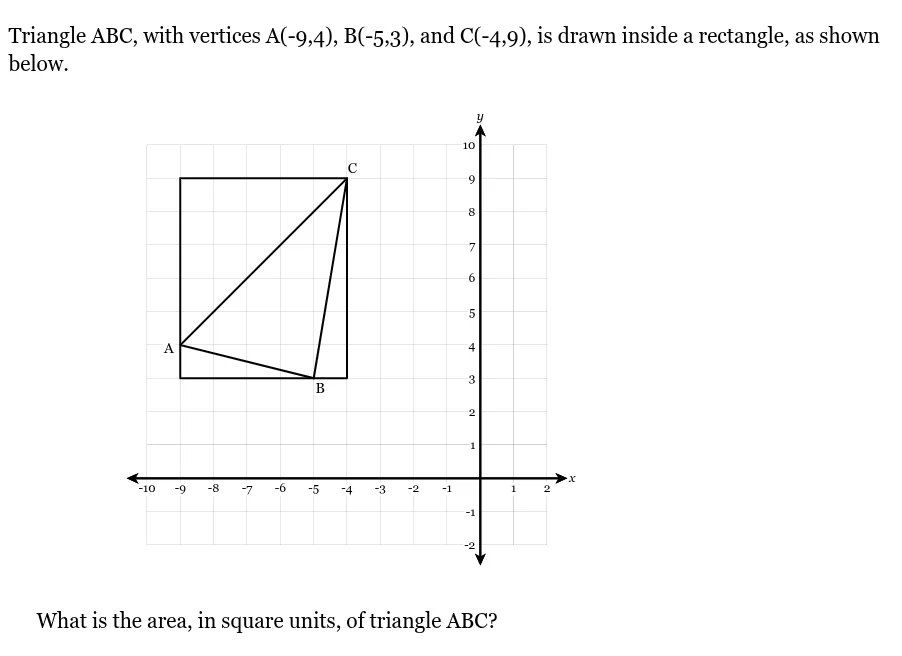 triangle abc, with vertices a(-9,4), b(-5,3), and c(-4,9), is drawn ins…
