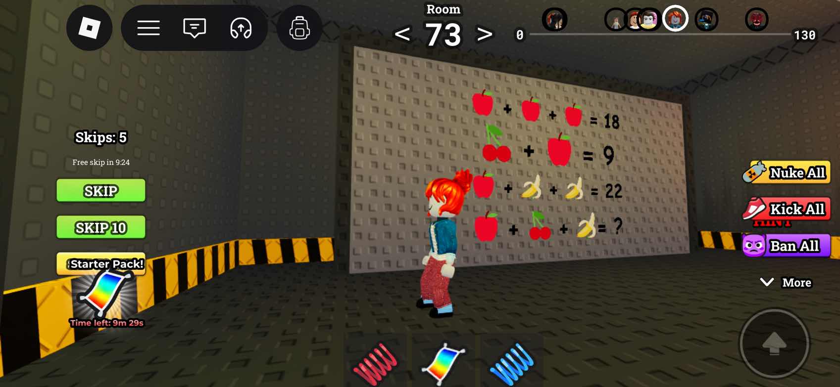 room < 73 > 0 130 skips: 5 free skip in 9:24 skip skip 10 starter pack!…