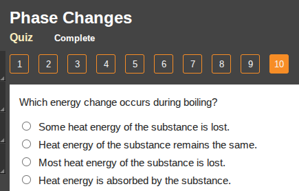 phase changes quiz complete 1 2 3 4 5 6 7 8 9 10 which energy change oc…