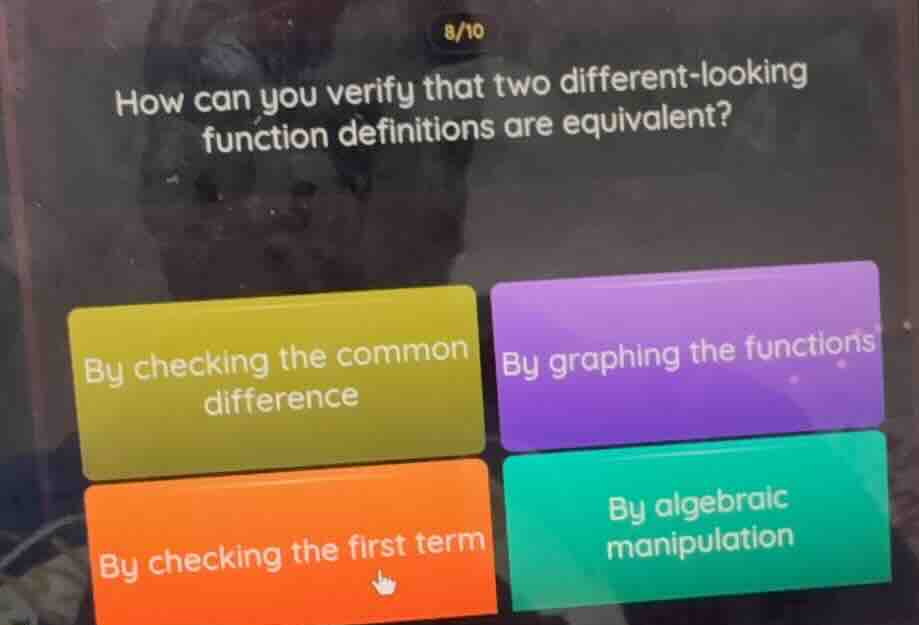 8/10 how can you verify that two different-looking function definitions…