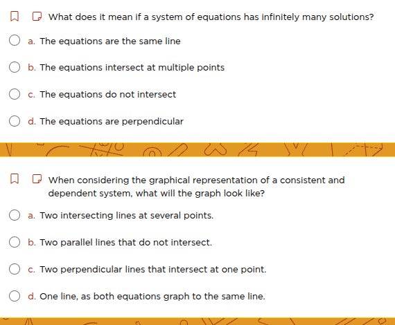1. what does it mean if a system of equations has infinitely many solut…