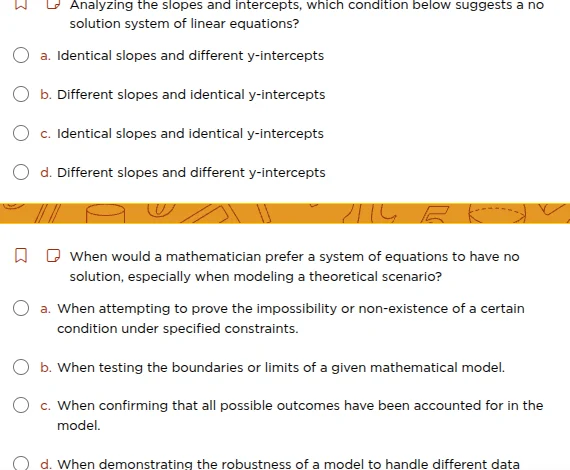 analyzing the slopes and intercepts, which condition below suggests a n…