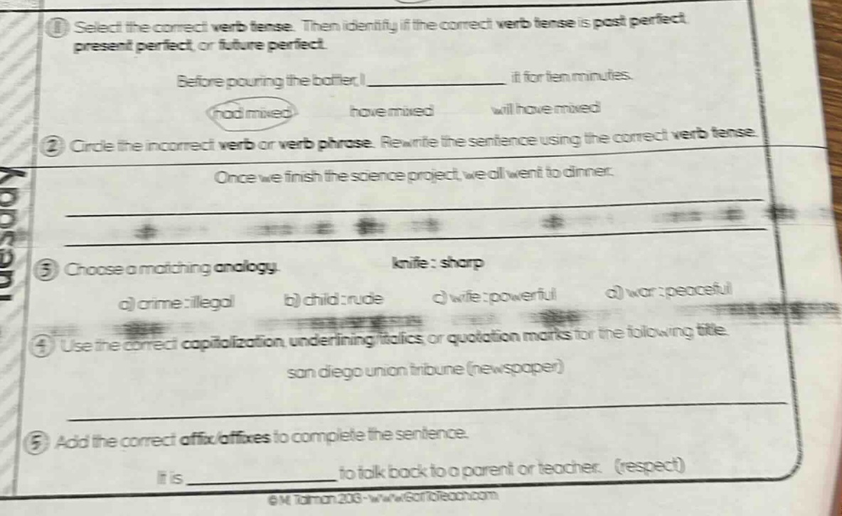 ① select the correct verb tense. then identify if the correct verb tens…