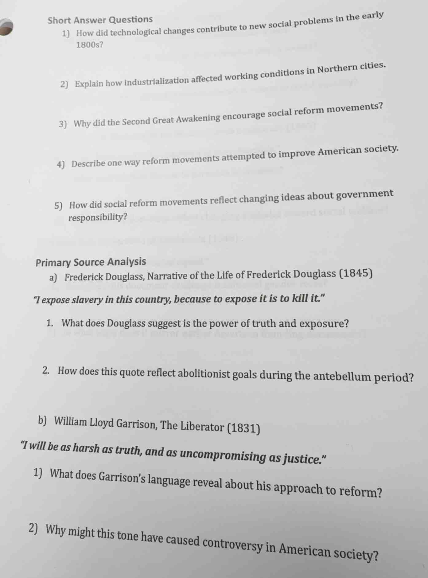 short answer questions 1) how did technological changes contribute to n…