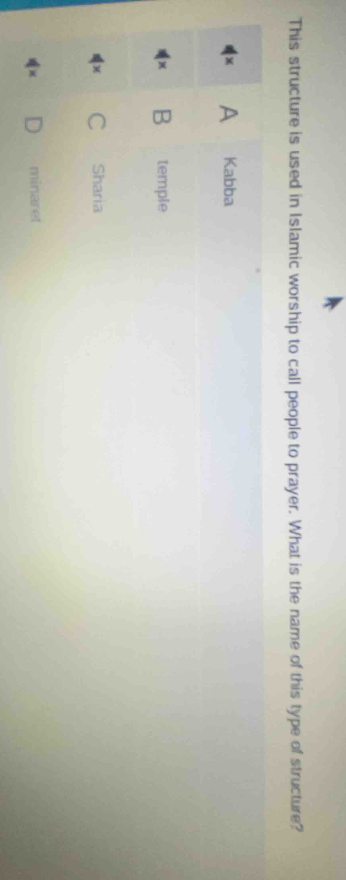 this structure is used in islamic worship to call people to prayer. wha…