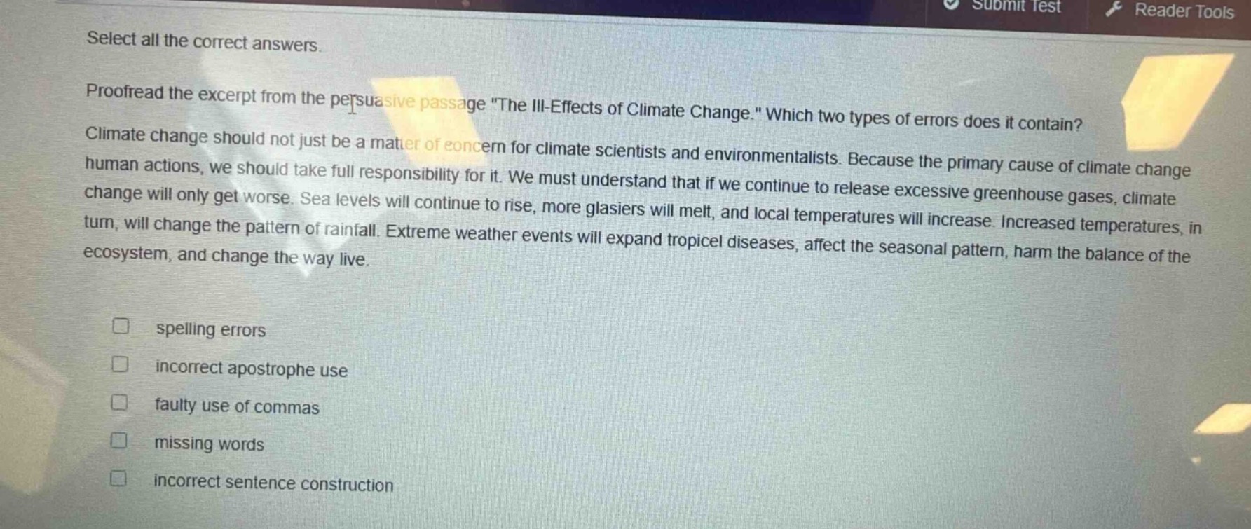 select all the correct answers. proofread the excerpt from the persuasi…