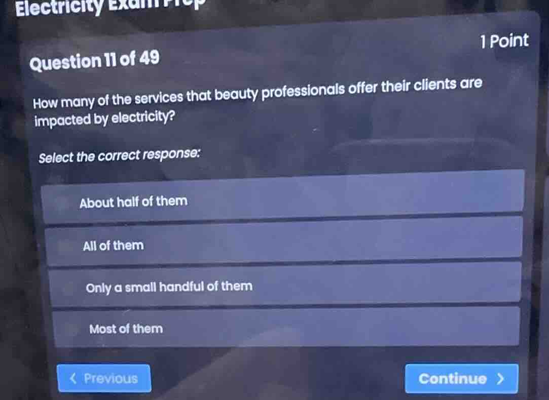 electricity exam prep question 11 of 49 1 point how many of the service…