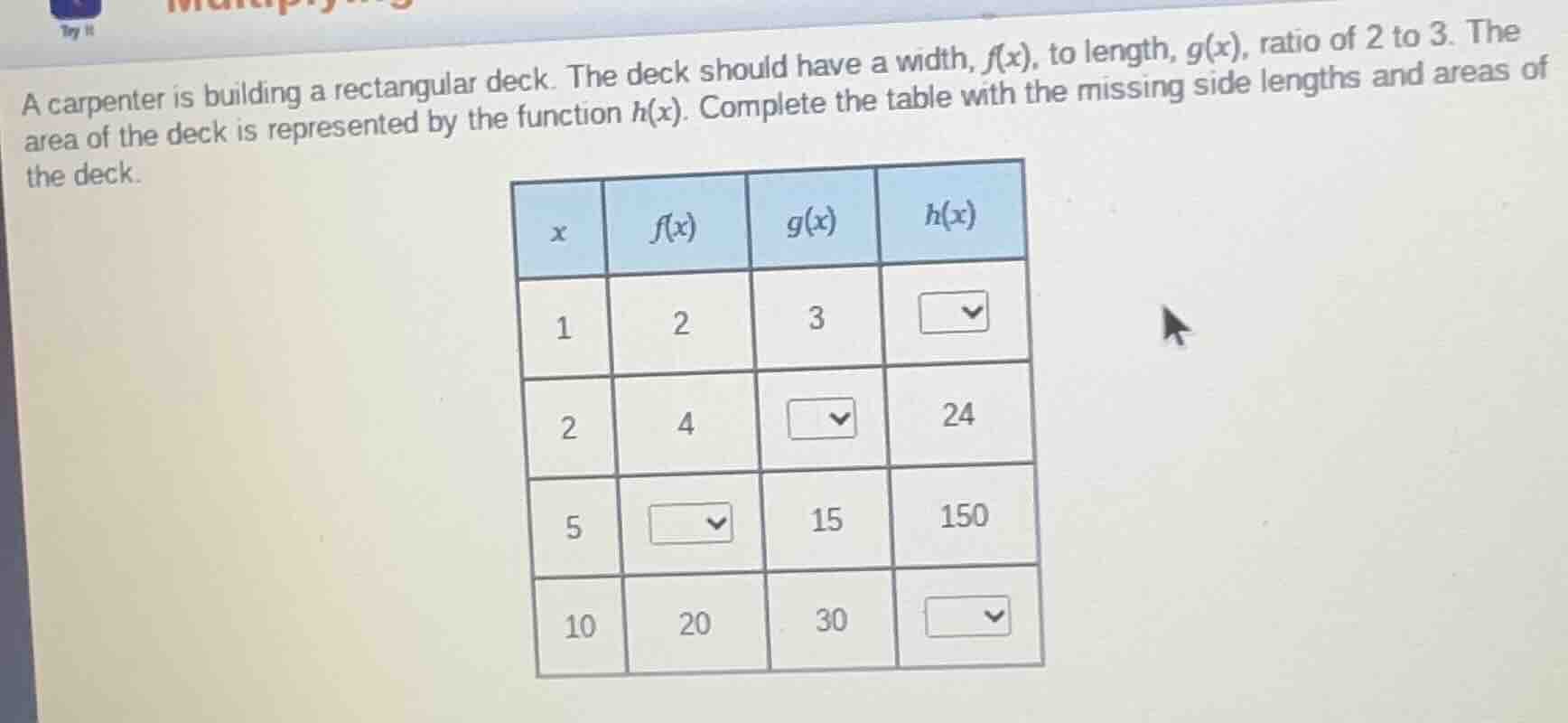 a carpenter is building a rectangular deck. the deck should have a widt…