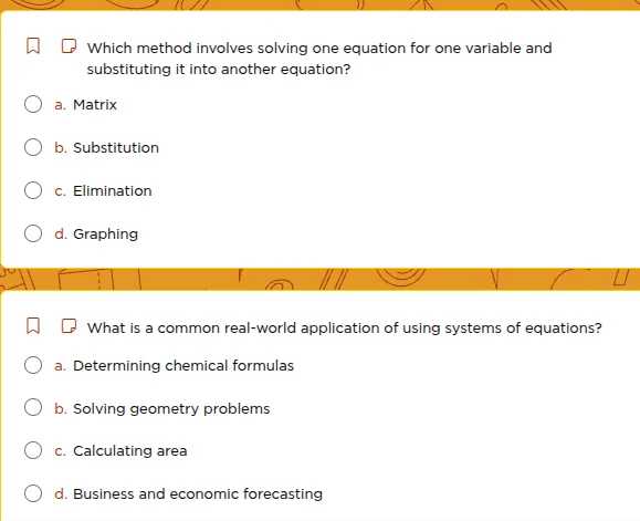 which method involves solving one equation for one variable and substit…