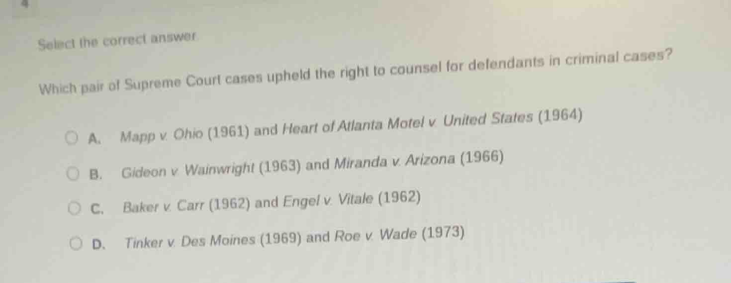 select the correct answer.which pair of supreme court cases upheld the …