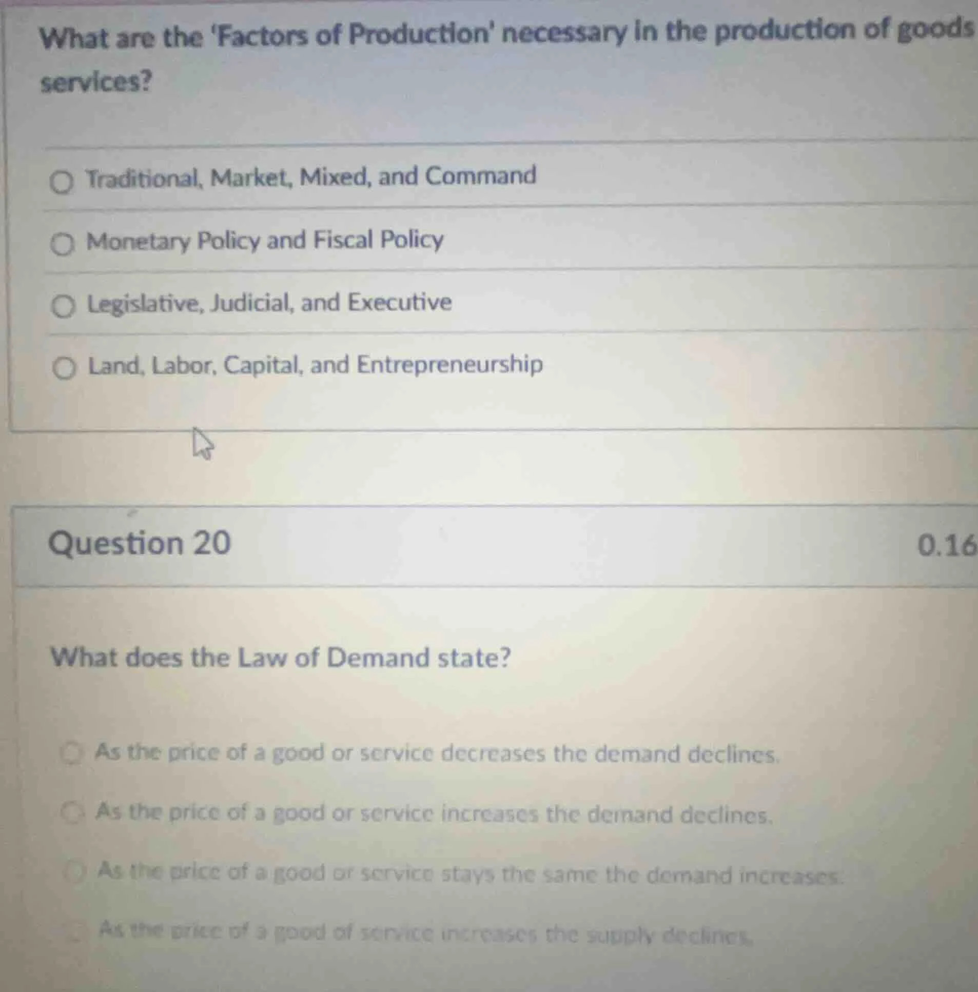 what are the factors of production necessary in the production of goods…